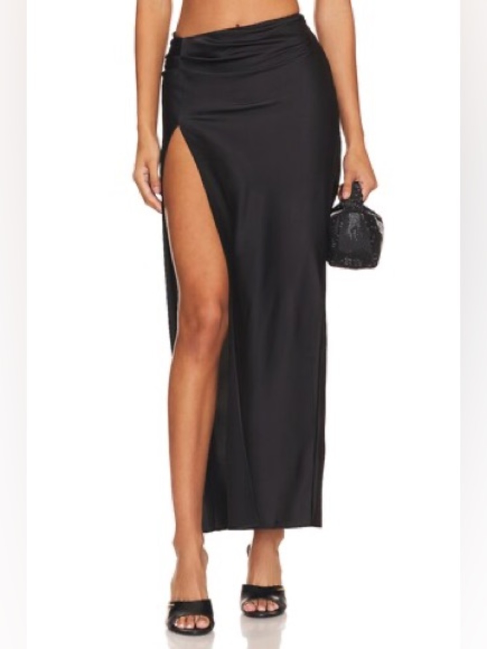 Lioness Black High-Slit Maxi Skirt
